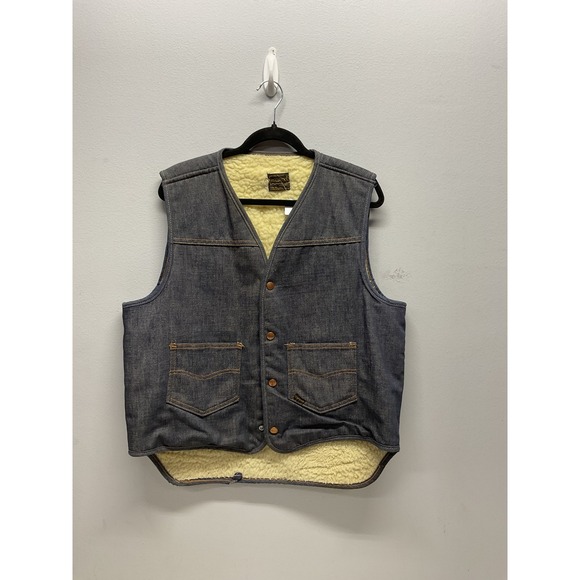 Roebucks Other - Vintage Sears Roebucks Denim Vest Shearling Lined Dark Wash Western Workwear L